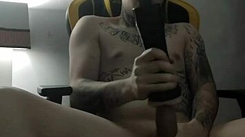 In this homemade clip, the actress in short dress and stockings moans while riding dildo and masturbating her ass.