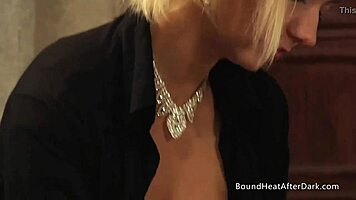 Young blonde lesbian fingering herself to orgasm