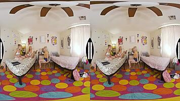 i'm watchin these blonde co-eds playin and takin turns on the big cock