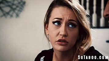 I caught this teen driving illegally and made her ride me in the garage