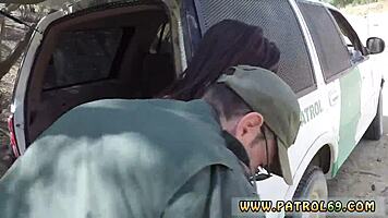 Cop blackmails pale cutie for blowjob and banging