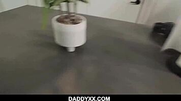 Taboo threesome with stepsisters Maya Farrell and Sarah Lace fucking stepdad.