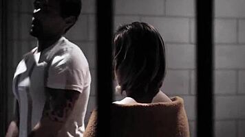 Scared teen Eliza Jane takes Ryan Drillers cock in prison roleplay