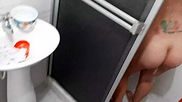 spying on stepsister's big latina ass in shower