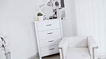 Watch This Busty Blonde Virgin Swallow During Her Photoshoot Blowjob!