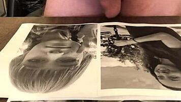 young teen masturbates shaved pussy close-up while mature woman watches cumshot tribute