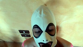 why wear pink fishnet catsuit and pink platform ankle boots for rough pov blowjob?