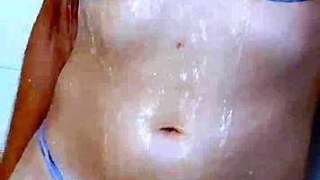 Step sister feels aroused in wet shower with big ass and tits