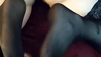 doing my first footjob in stockings for a cumshot