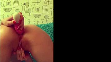 Beautiful brunette playing with her anal