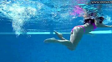 Jessica Lincoln enjoys being naked in the pool with her ex-girlfriend.