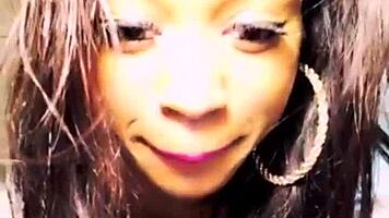 Ebony teen 18+ dances in shorts, deepthroats big black cock