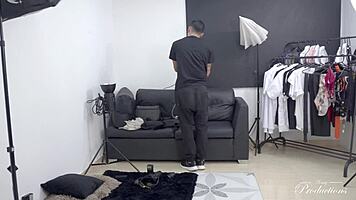 shy photographer seduced into rough fucking, blowjob, ass licking, and cumshot