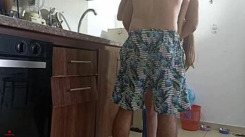 I Fuck My Stepsister Hard in the Kitchen Colombian Homemade Blowjob Teen 18+ Skinny Latina