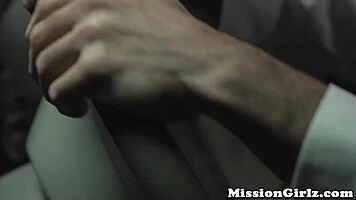 All natural teen enjoys a backseat ride with a friend