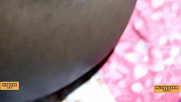 Petite bbw ebony whore spreads wet shaved pussy for cum