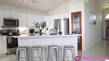 Aria Valencia fucks delivery boy Joshua Lewis in hardcore POV blowjob with big ass