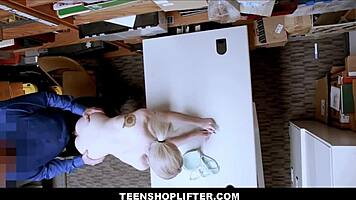 Tiny virgin blonde Lexi Lore with braces fucked by security guard