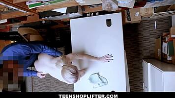 Tiny virgin blonde Lexi Lore with braces fucked by security guard