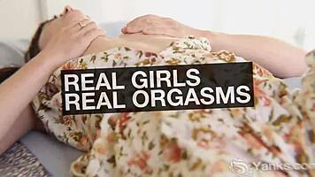 Young aaliyah vibrates her pussy with dildo for climax orgasm