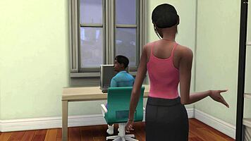 Shy Stepson Creampies Ebony Stepmom After Catching Him Masturbating In Front Of The Computer