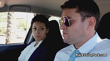 Black Coed Learns From Driving Instructor