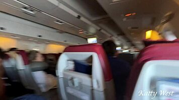 risky public blowjob on a plane