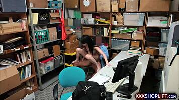 Teen caught shoplifting offers blowjob and fuck!