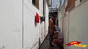 Two young and juicy maids get pounded in the backyard and he makes her swallow his load