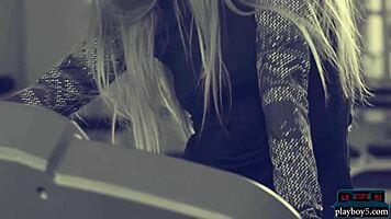 Flexible petite blonde teen stretches in yoga workout at the gym