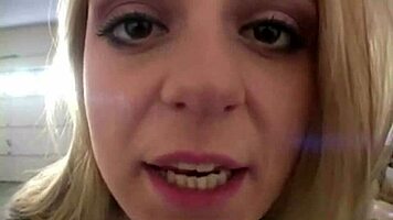 Cute Blonde Babe Wiggles Ass In Closeup Solo View.