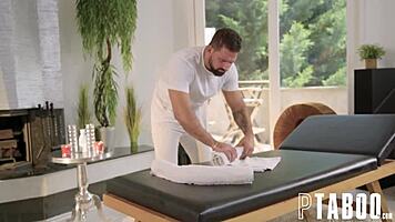 Candie Luciani delivers intense massage to Lorenzo Viota's big ass before hardcore blowjob POV