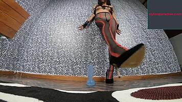 Adriana Lima Riding Big Dildo In Pantyhose!