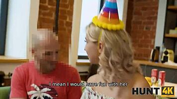 Hunt4k Lucky Guy Fucks Blonde for Cash in Front of Boyfriend