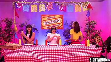 Three big booty teens explore with toys