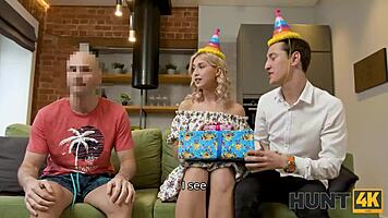 Hunt4k Lucky Guy Fucks Blonde for Cash in Front of Boyfriend