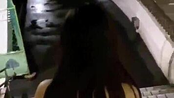 nana loves being naked outside the station. she hails a taxi bare.