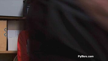 spicy latina shoplifter gives blowjob to security guard