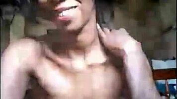 slender ebony thot with lipstick masturbates her pussy, showing big nipples and natural tits before squirting.