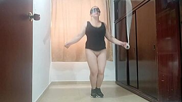 i watch my latina wife exercise in granny panties then strip, what a slut