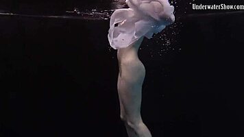 aqua girl andrejka strips underwater in pool