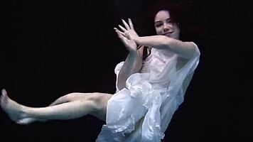 aqua girl andrejka strips underwater in pool