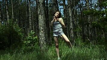 Sporty Teen Anna Seductively Gropes And Creams Her Small Tits Outdoors