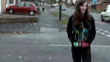 Naughty Brunette Babe Leyla Outdoors