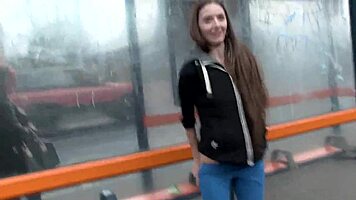 Naughty Brunette Babe Leyla Outdoors