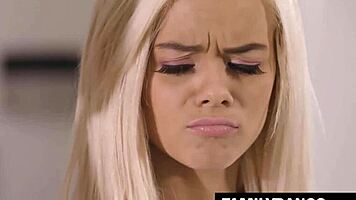 tiny teen learns wild sex tricks from stepmom Jasmine Jae and Elsa Jean at familybangs com.