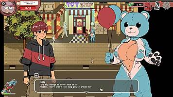 In this spooky hentai game, a curvy anime girl in furry suit gives the best titjob to a monster cock.