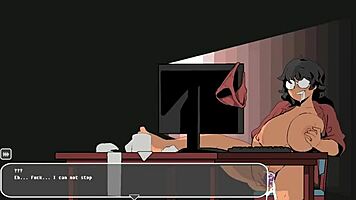 In this spooky hentai game, a curvy anime girl in furry suit gives the best titjob to a monster cock.