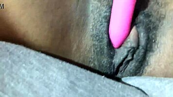 Young Ebony Babe Explores Vibrator For First Time