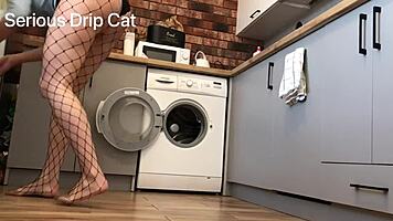 That kitchen quickie turned hardcore? Watch teen take it from behind for big cumshot